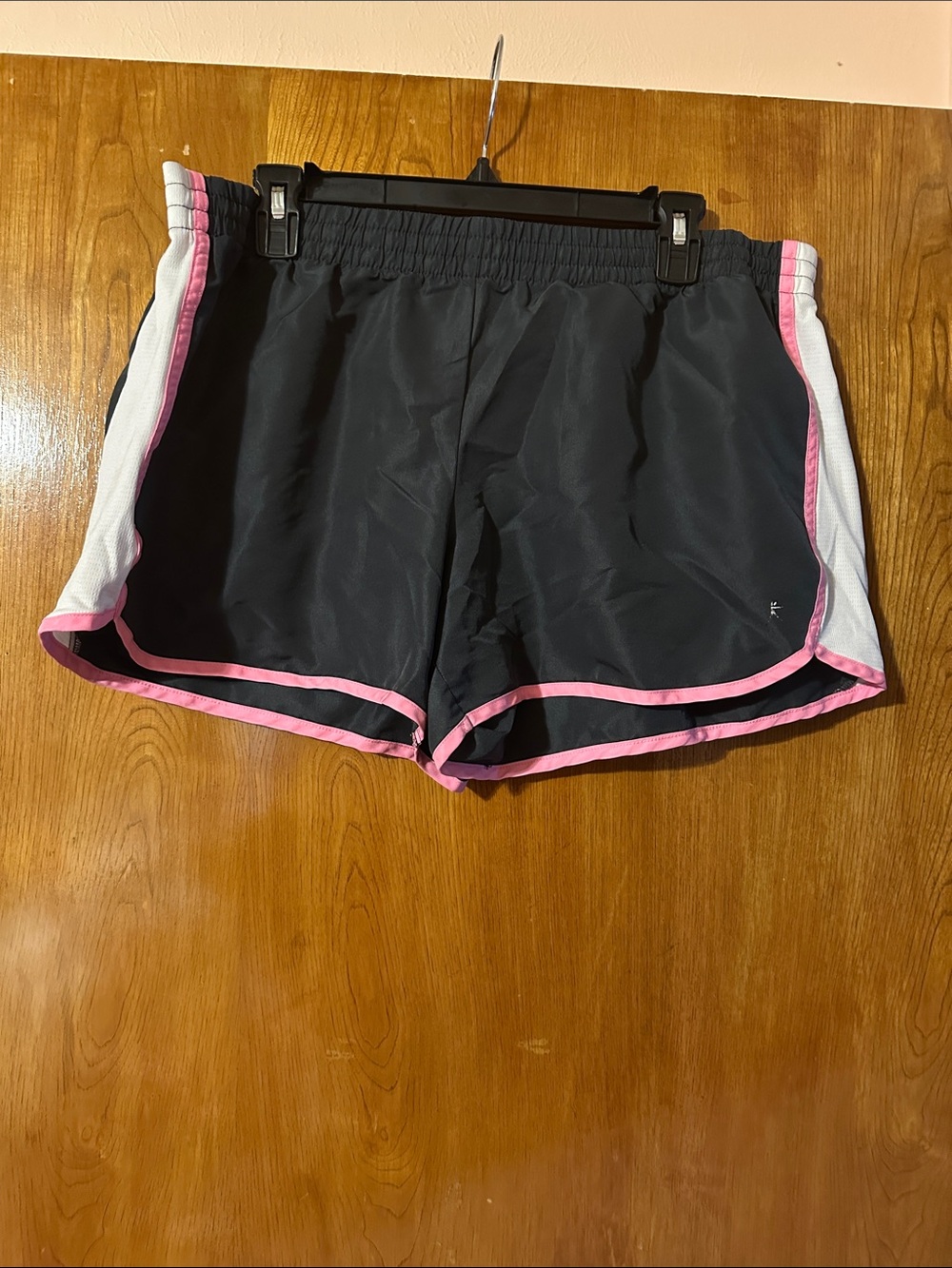 Danskin Black Athletic Shorts with Pink Trim and White Panels